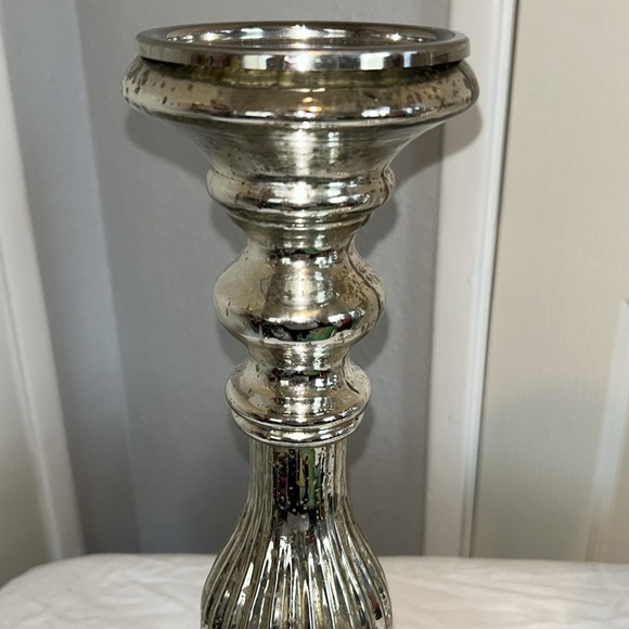 World Market LG Silver Mercury Pillar Candle Holders - Picture 2 of 8